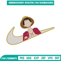 nike x monkey d luffy embroidery designs file, nike machine