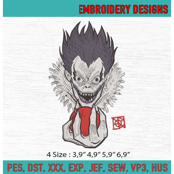 Ryuk Death Note Anime Machine Embroidery Digitizing Design F - Inspire ...