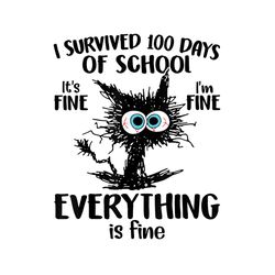 100th day of school its fine im fine everythings is fine png, 100 days smarter,happy 100 days of school png, back to sch