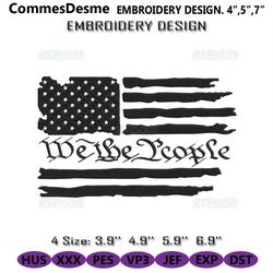 we the people flag embroidery design file, patriotic embroidery design file