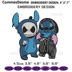 stitch and jack skellington we are best friends embroidery design file