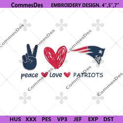 Peace Love New England Patriots Embroidery Design File Download