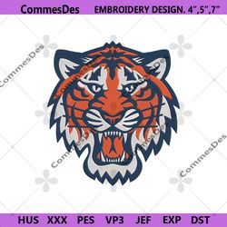 auburn tigers angry logo embroidery design, auburn tigers symbol embroidery files