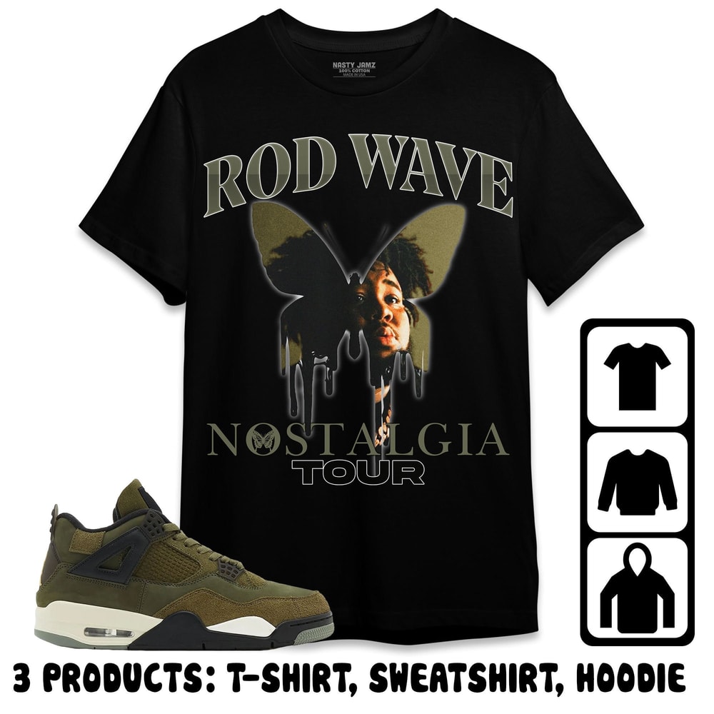 Jordan 4 SE Craft Medium Olive Unisex T-Shirt, Sweatshirt, Hoodie, Wave Nostalgia Butterfly, Shirt To Match Sneaker.jpg