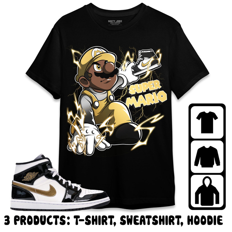 Jordan 1 Mid SE Black Gold Unisex T-Shirt, Sweatshirt, Hoodie, Sneakario, Shirt To Match Sneaker.jpg