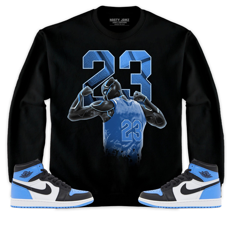 Jordan 1 University Blue Toe Unisex Sweatshirt, Hoodie Number 23 Panther, Shirt To Match Sneaker.jpg