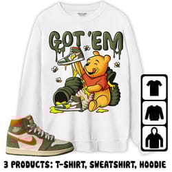 jordan 1 high og celadon unisex sweatshirt, hoodie, t-shirt, winnie pooh got em, shirt to match sneaker