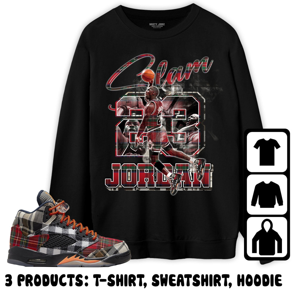 Jordan 5 Plaid Unisex Sweatshirt, Hoodie, T-Shirt, MJ Icon 23 Slam, Shirt To Match Sneaker.jpg