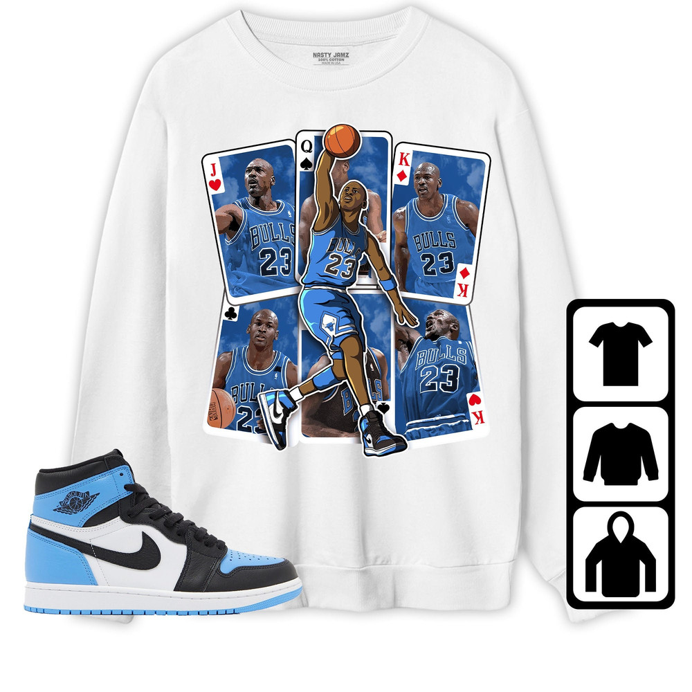 Jordan 1 University Blue Toe Unisex Sweatshirt, Hoodie, T-Shirt, MJ Playing Cards, Shirt To Match Sneaker.jpg