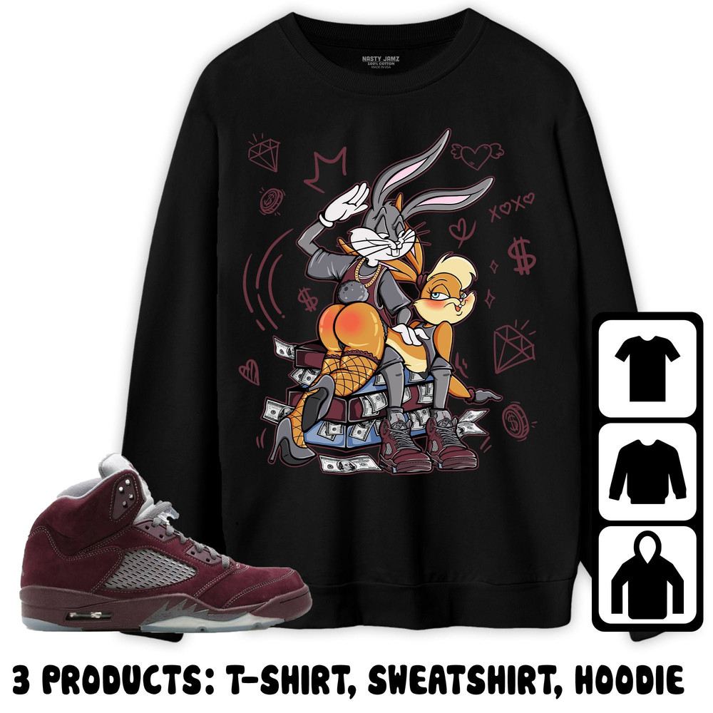 Jordan 5 Burgundy Unisex Sweatshirt, Hoodie, T-Shirt, Bunny Lover Slap, Shirt To Match Sneaker.jpg