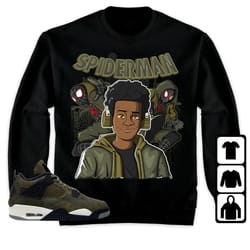 jordan 4 se craft medium olive unisex sweatshirt, hoodie, t-shirt, black spider man, shirt to match sneaker