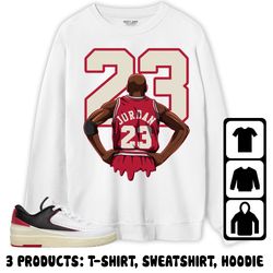 jordan 2 low black satin unisex sweatshirt, hoodie, t-shirt, mj 23 back, shirt to match sneaker