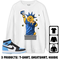 jordan 1 university blue toe unisex sweatshirt, hoodie, t-shirt, statue of poohberty, shirt to match sneaker