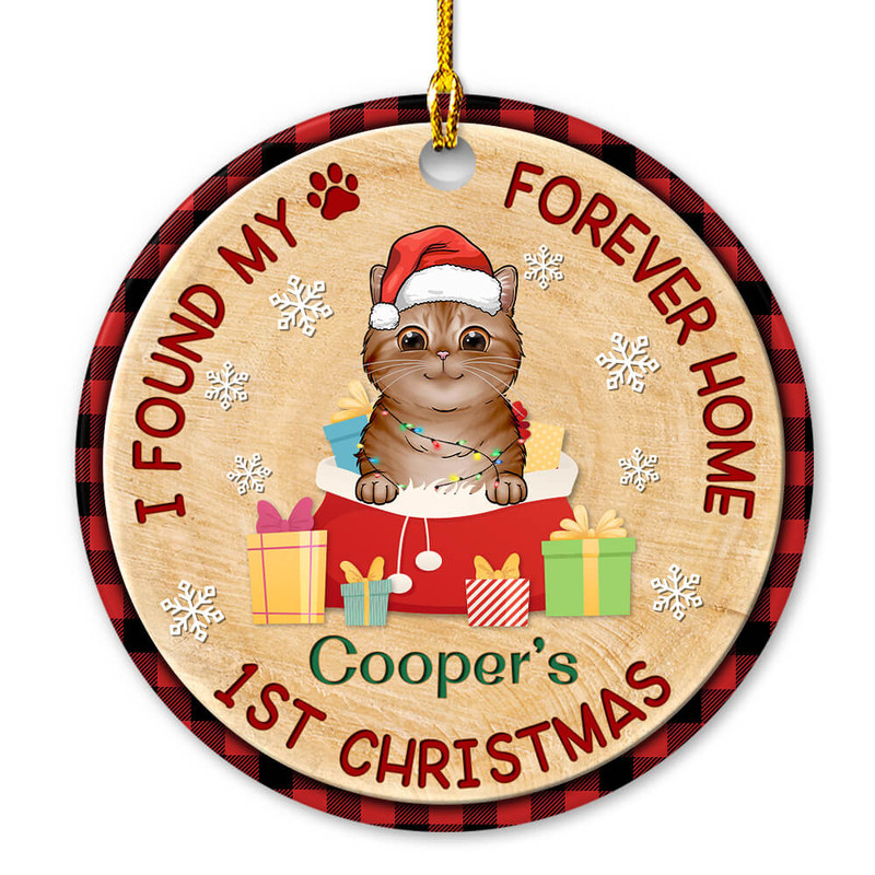 Cat Lover Chritsmas Forever Home Personalized Ornament.jpg