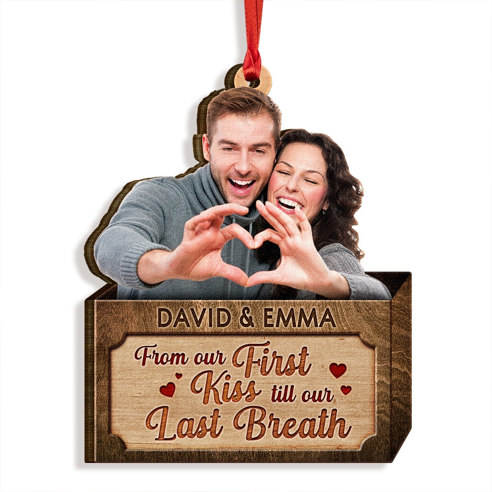 Custom Couple Photo From Our First Kiss Personalized Ornament.jpg