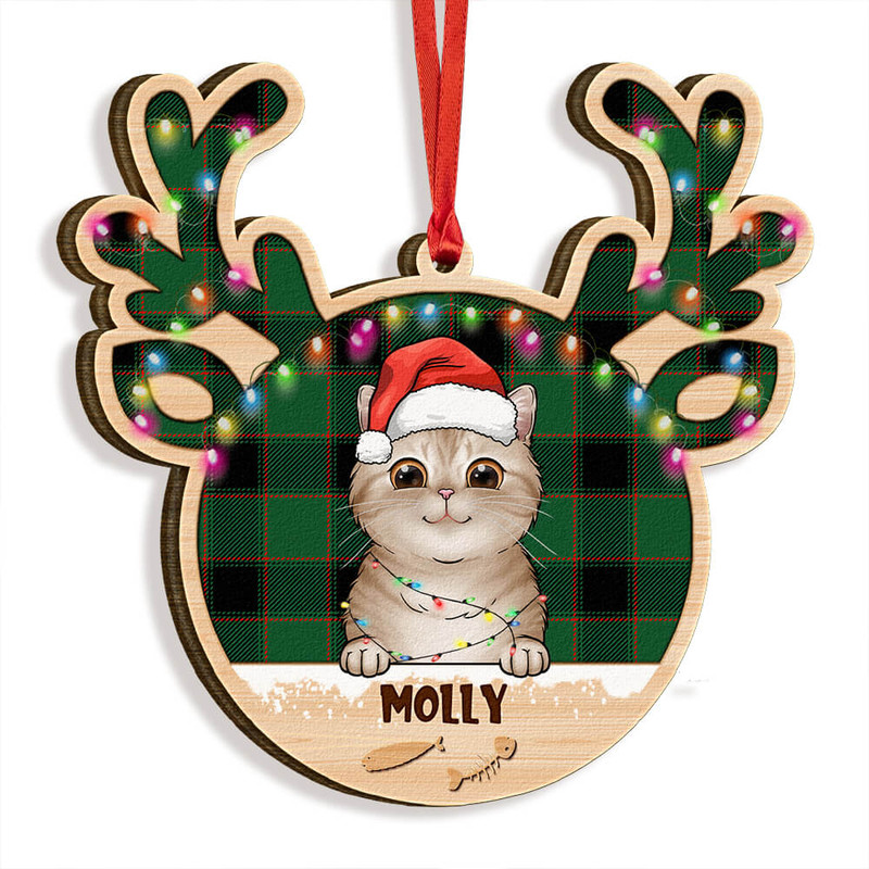 Gift For Cat Dad Cat Mom Reindeer Face Personalized Ornament.jpg