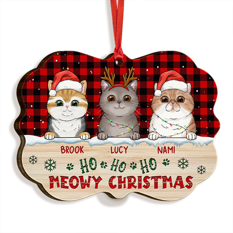 Ho Ho Ho Meowy Christmas Personalized Ornament For Cat Lover.jpg