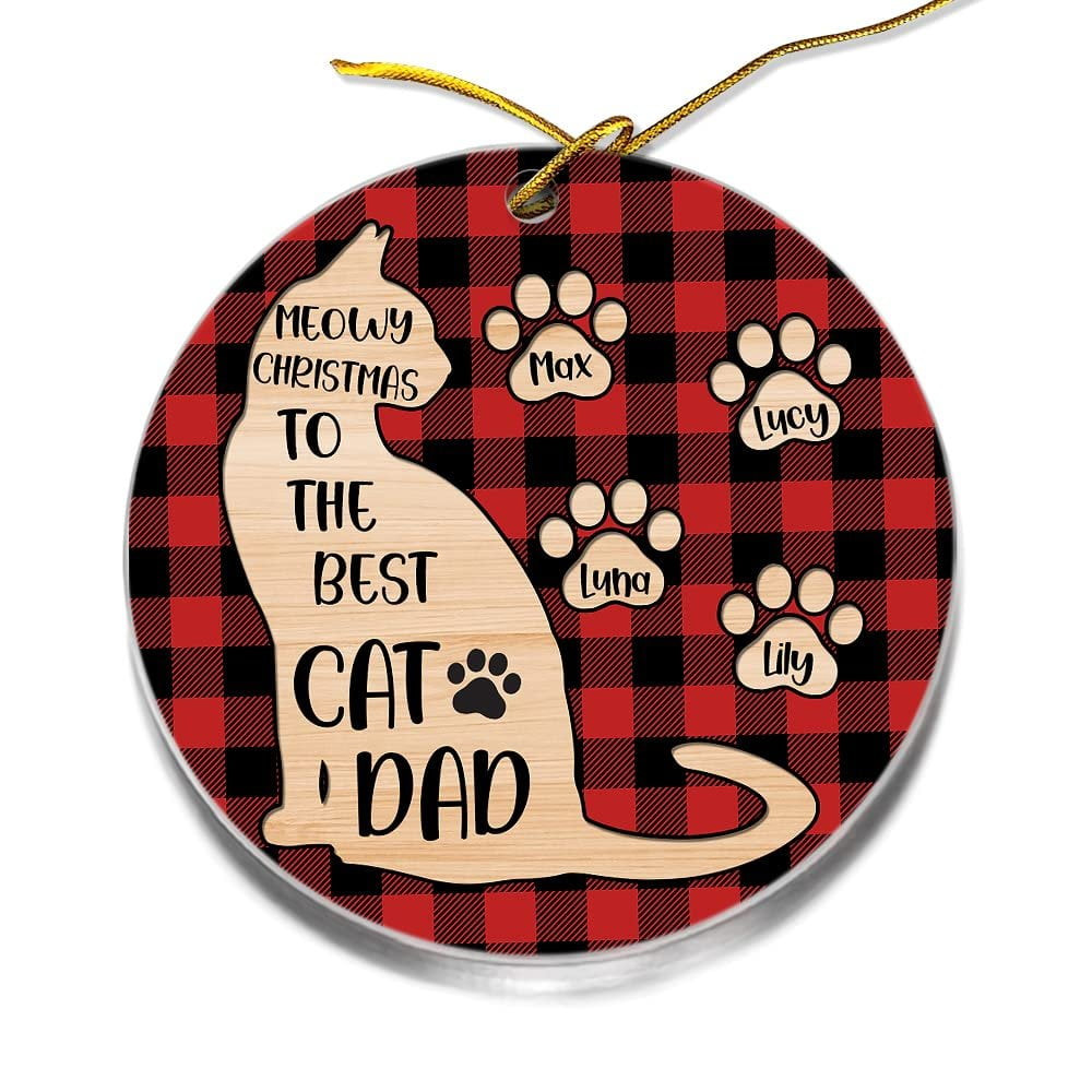 Personalized Acrylic Cat Dad Ornament Custom Pawprints.jpg