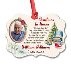 personalized aluminum memorial ornament empty chair