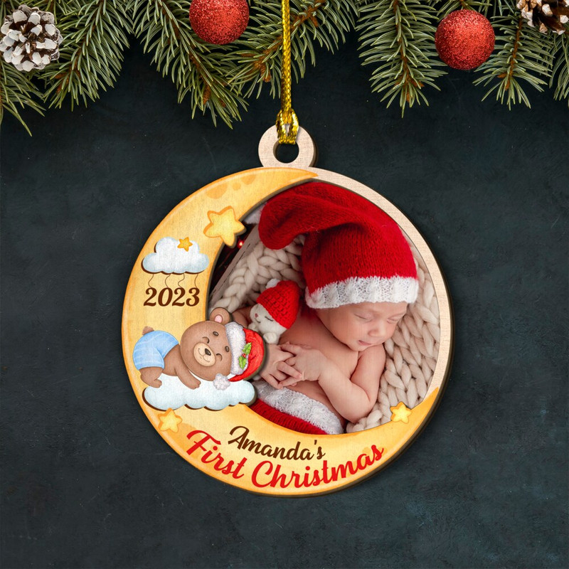 Personalized Baby First Layered Wood Ornament 1St Christmas.jpg