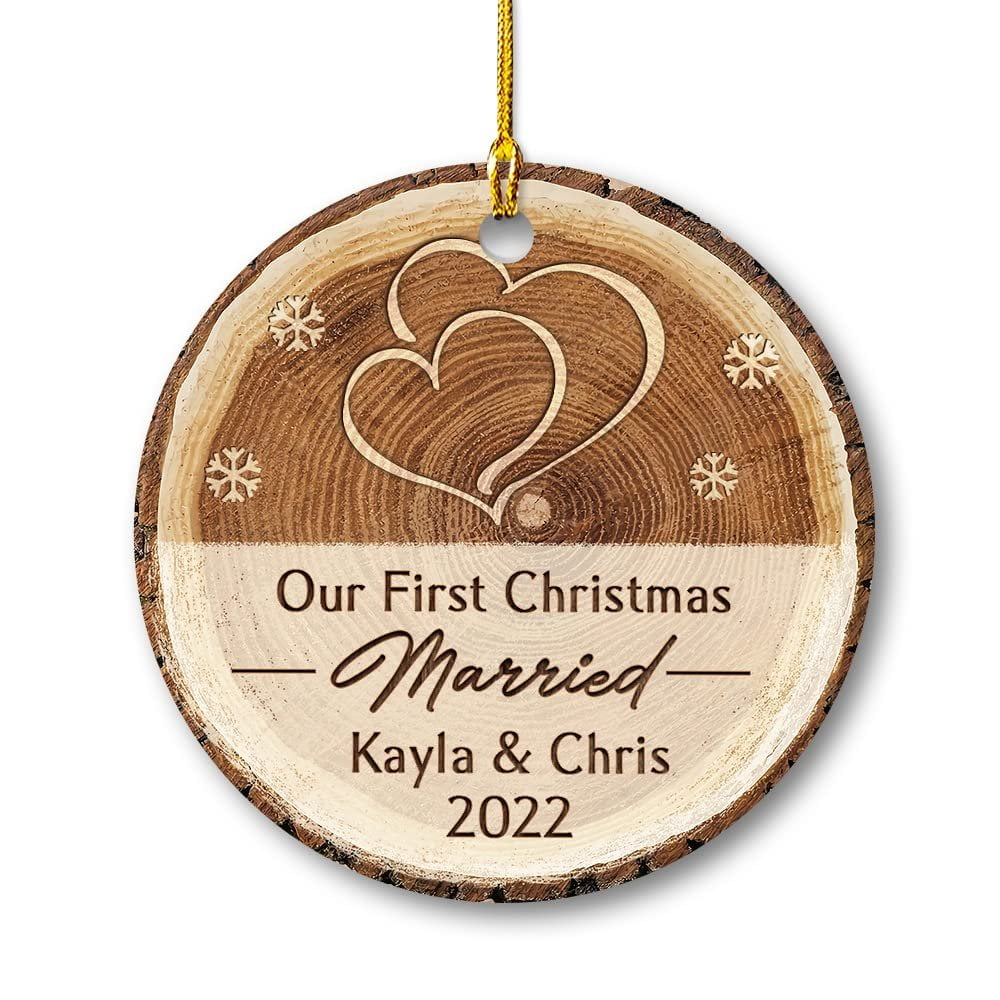 Personalized Ceramic First Christmas Married Ornament.jpg
