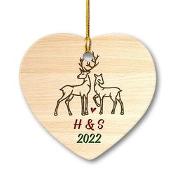 personalized ceramic ornament deer couple christmas gift