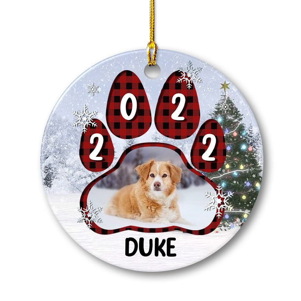 Personalized Ceramic Ornament Dog Photo Pawprint.jpg