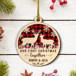 personalized couple layered wood ornament our first christmas together