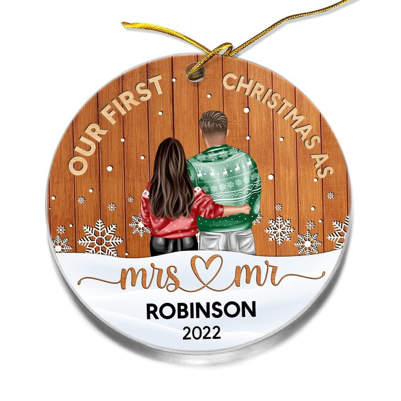 Personalized Couple Ornament First Christmas As Mr and Mrs.jpg