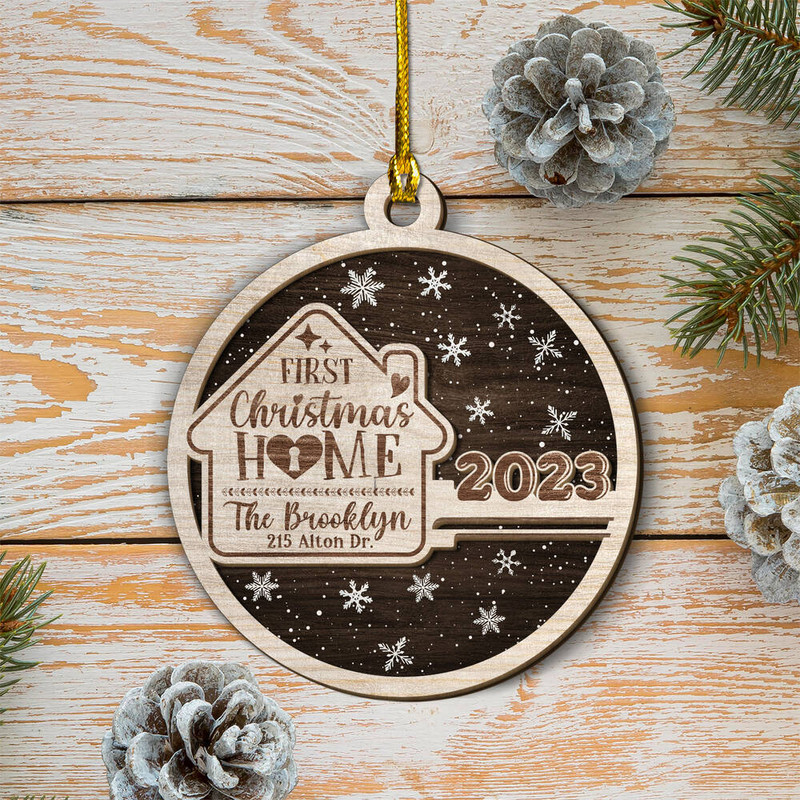 Personalized Family Layered Wood Ornament First Christmas Home.jpg