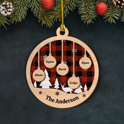 personalized family layered wood ornament marshmallow family