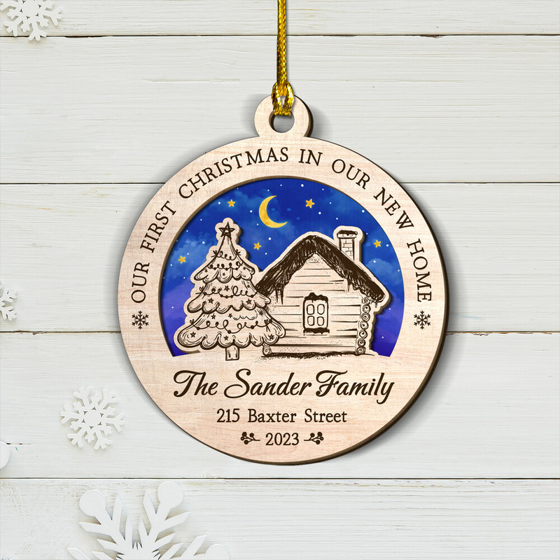 Personalized Family Layered Wood Ornament Our New Home.jpg