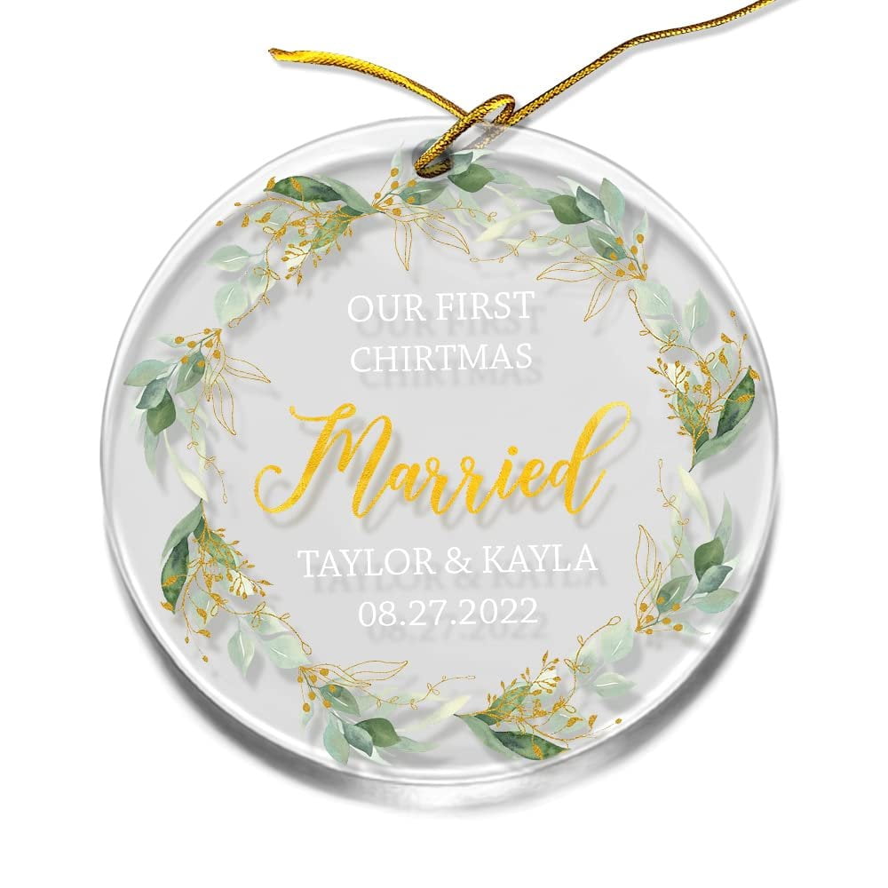 Personalized Newlyweds Ornament First Christmas Floral.jpg