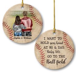 personalized ornament young couple baseball lovers gift