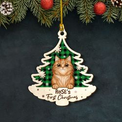 personalized pet layered wood ornament decorate the christmas tree