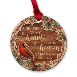 personalized wood cardinal memorial pendant ornament