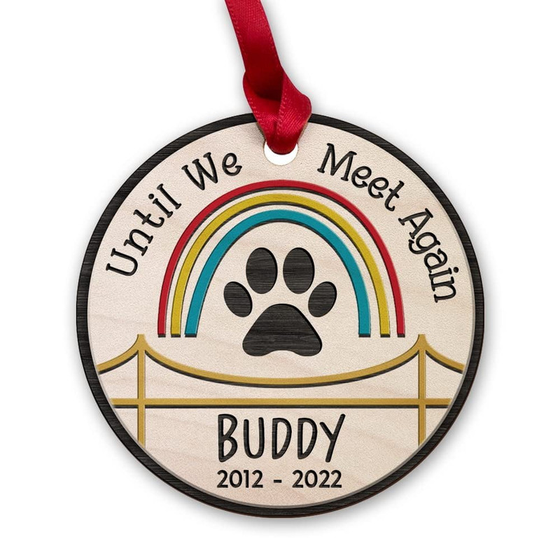 Personalized Wood Dog Memorial Ornament Rainbow Bridge Gift.jpg