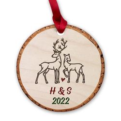 personalized wood ornament deer couple christmas gift