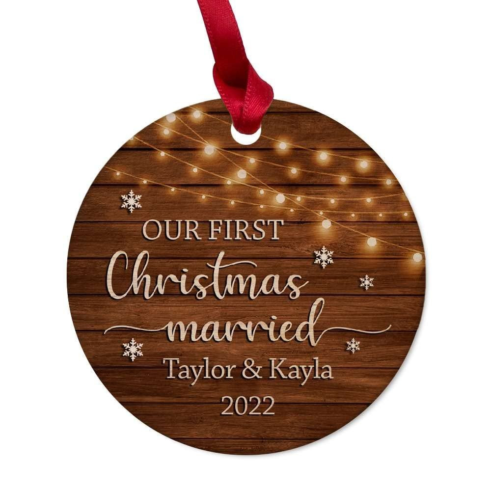 Personalized Wood Ornament First Xmas Just Married.jpg