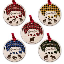personalized wood ornament life is better with grandkids