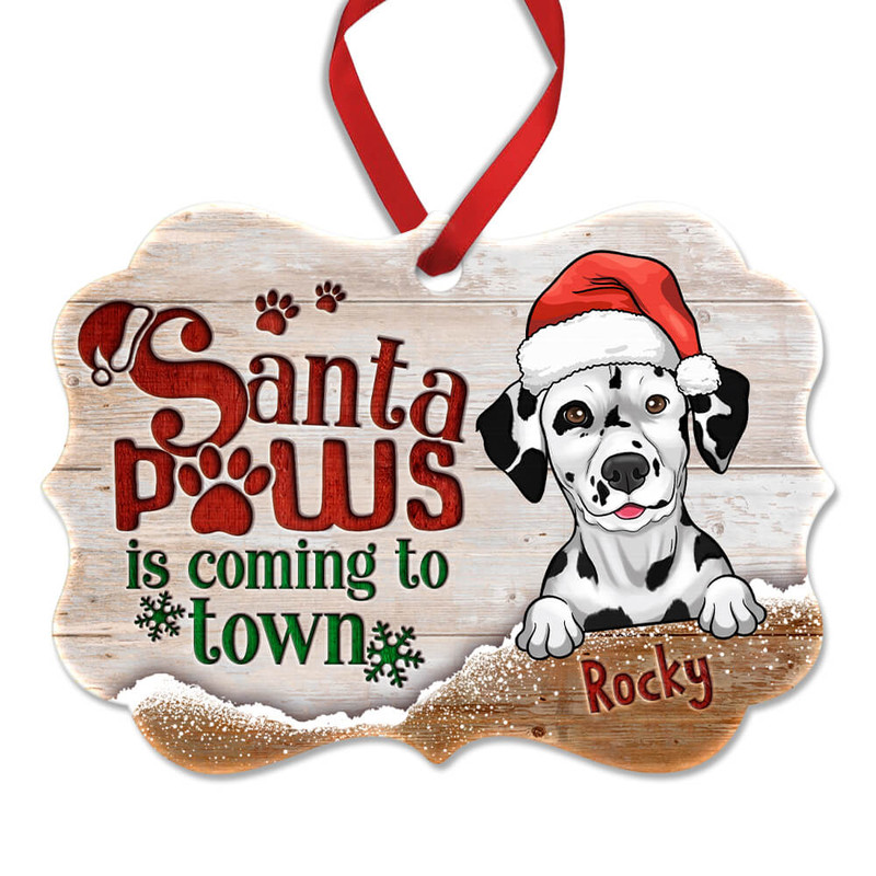 Santa Paws is Coming to Town Personalized Ornament.jpg