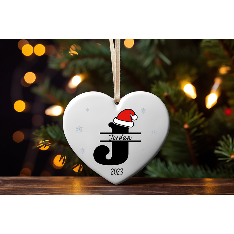 Heart Custom Christmas Ornament, 2023 Christmas Ornament, Cute Custom Initial Christmas Ornament, Monogram Hanging Ornament for Christmas.jpg