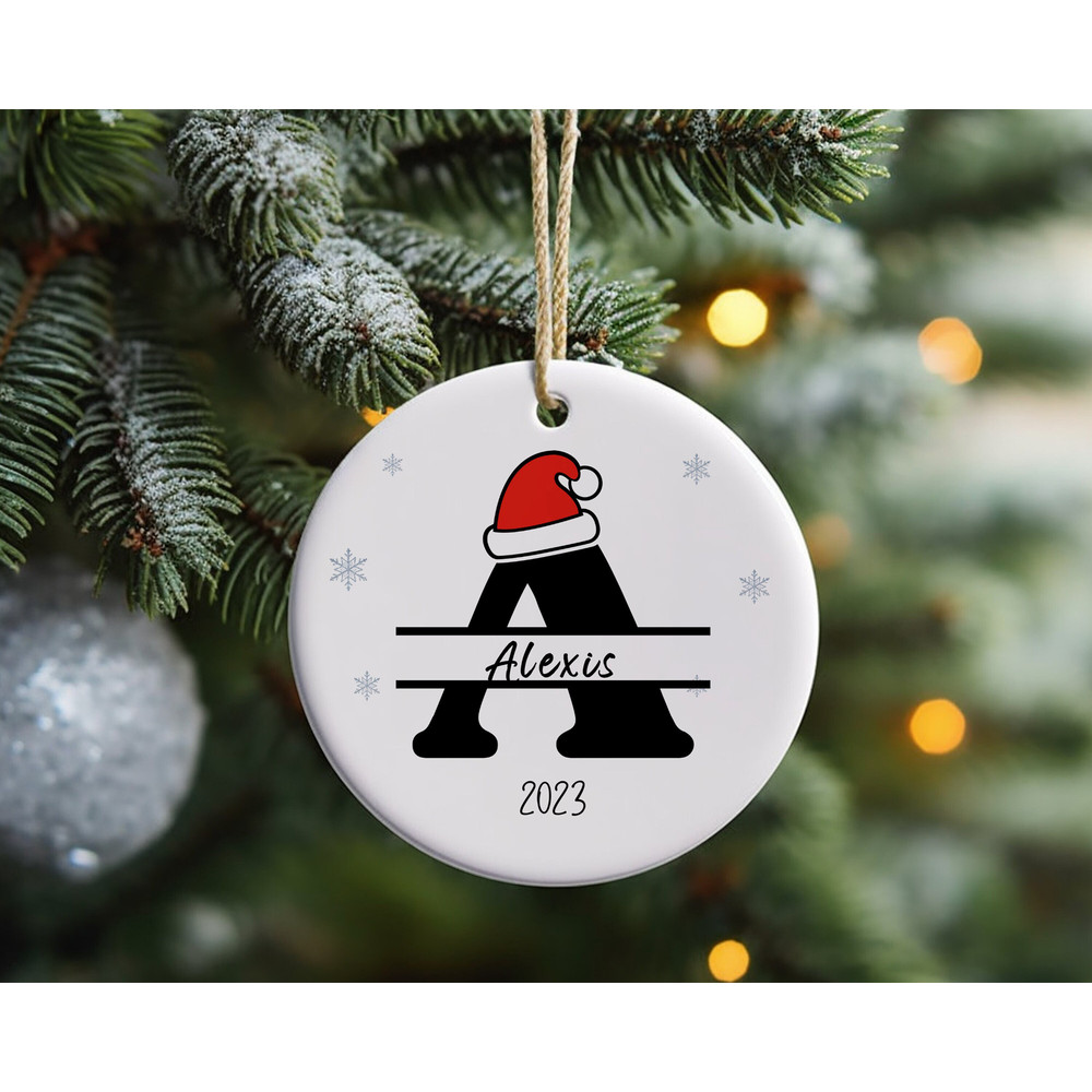 Name Custom Christmas Ornament, 2023 Christmas Ornament, Cute Custom Initial Christmas Ornament, Monogram Hanging Ornament for Christmas.jpg