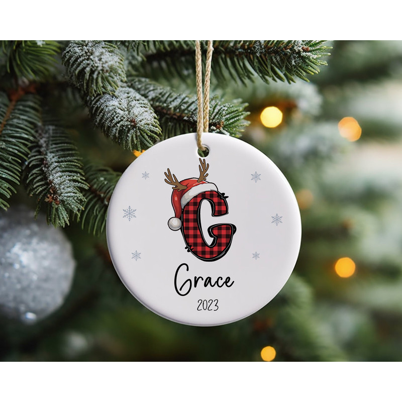 Name Letter Christmas Ornament, 2023 Christmas Ornament, Cute Custom Initial Christmas Ornament, Monogram Hanging Ornament for Christmas 1.jpg