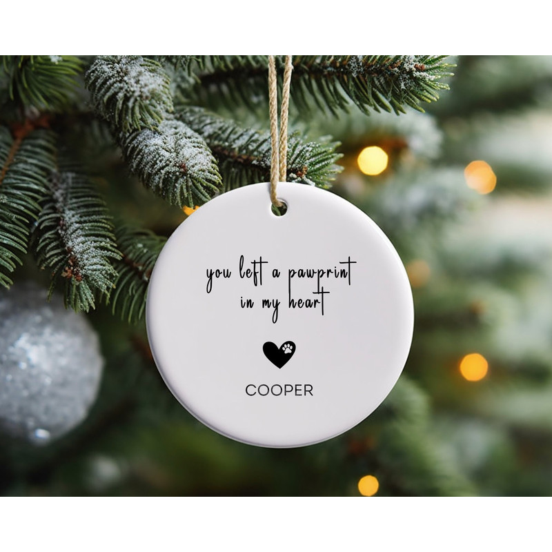 Pawprint in my Heart Personalized Dog Memorial Ornament, Personalized Christmas Ornament, Hanging Ornament for Christmas, Pet Memorial 1.jpg