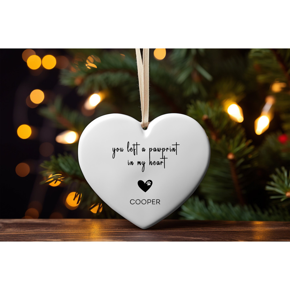 Pawprint in my Heart Personalized Dog Memorial Ornament, Personalized Christmas Ornament, Hanging Ornament for Christmas, Pet Memorial.jpg