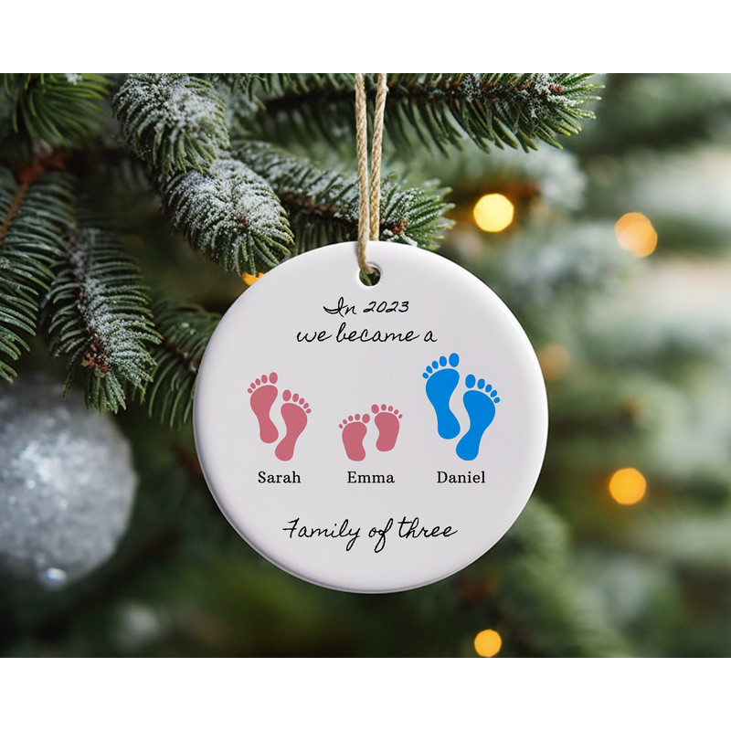 Personalized Family Of Three Christmas Ornament, First Christmas Ornament, Personalized Christmas Ornament, Hanging Ornament for Christmas 4.jpg