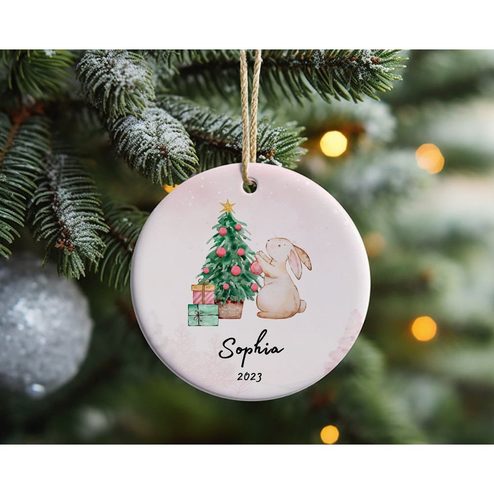 Personalized Girls Christmas Ornament, Rabbit Christmas Ornament, Cute Christmas Ornament for Girls, Hanging Ornament for Christmas.jpg