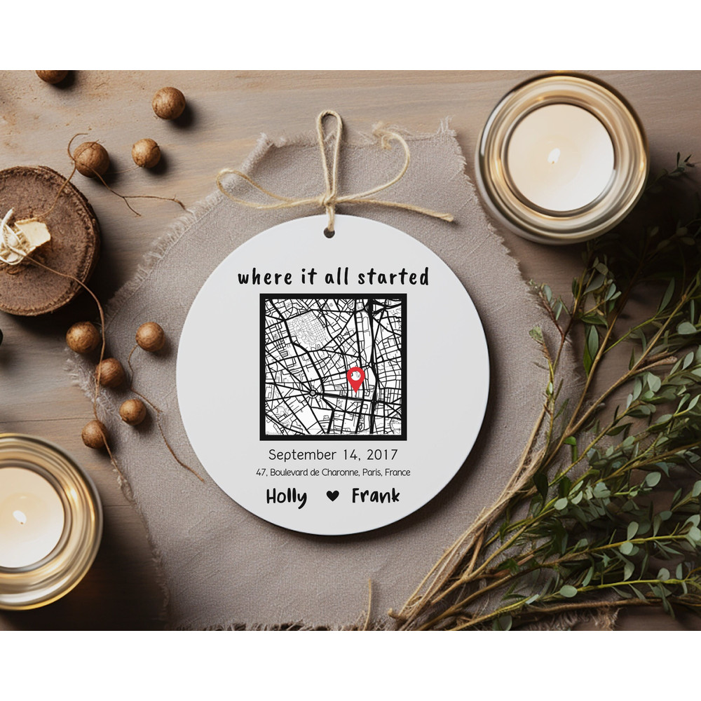 Personalized Map Ornament Gift, Where It All Started Ornament, Valentines Day Gift, Engagement Gift, Couple Ornament, Anniversary Gift 2.jpg