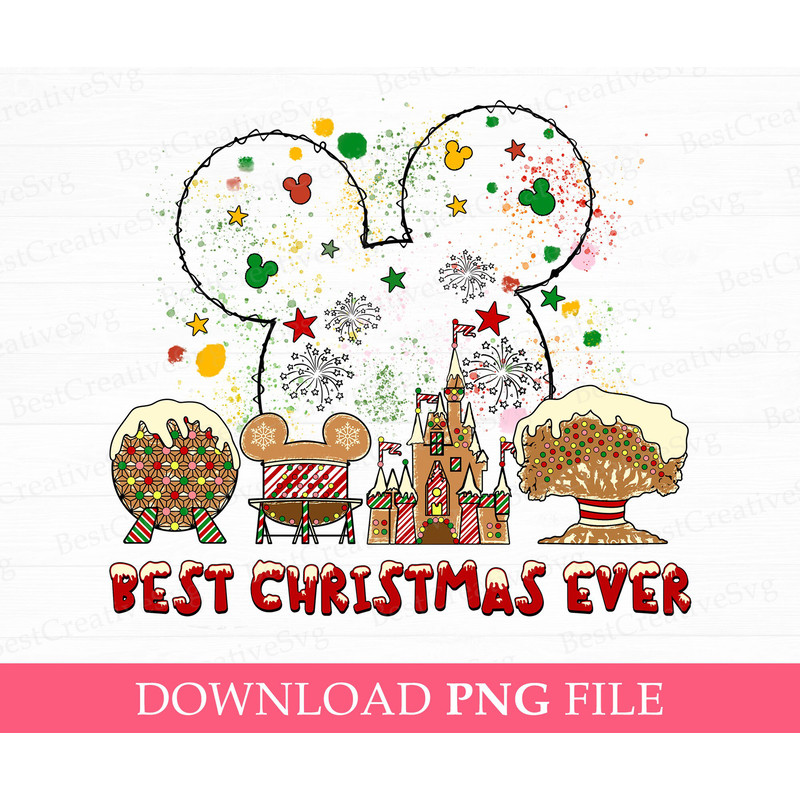 Best Christmas Ever Png, Merry Christmas Png, Christmas Mouse Ear Png, Stars and Balloons Png, Christmas Tree Png, Png File For Sublimation.jpg
